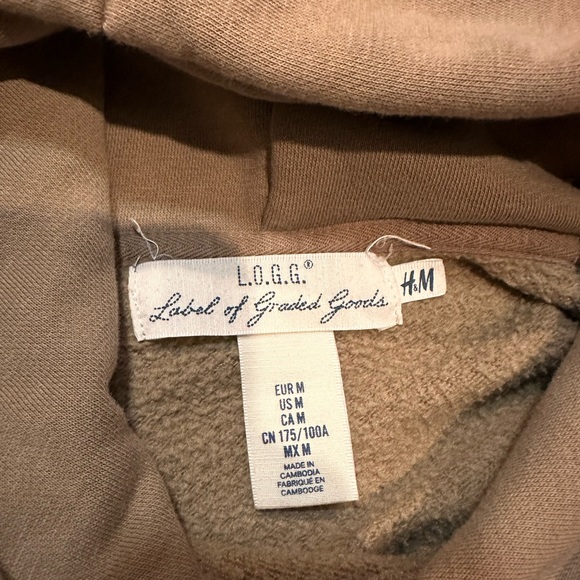 H&M Distressed Dark Tan Hoodie - SIZE MEDIUM - Picture 2 of 4
